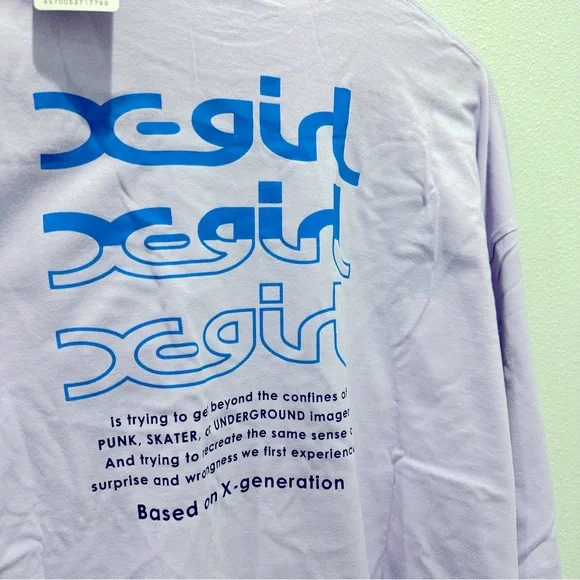 NWT X-Girl Lavender oversized long sleeve logo shirt x girls art egirl e girl - Picture 3 of 4
